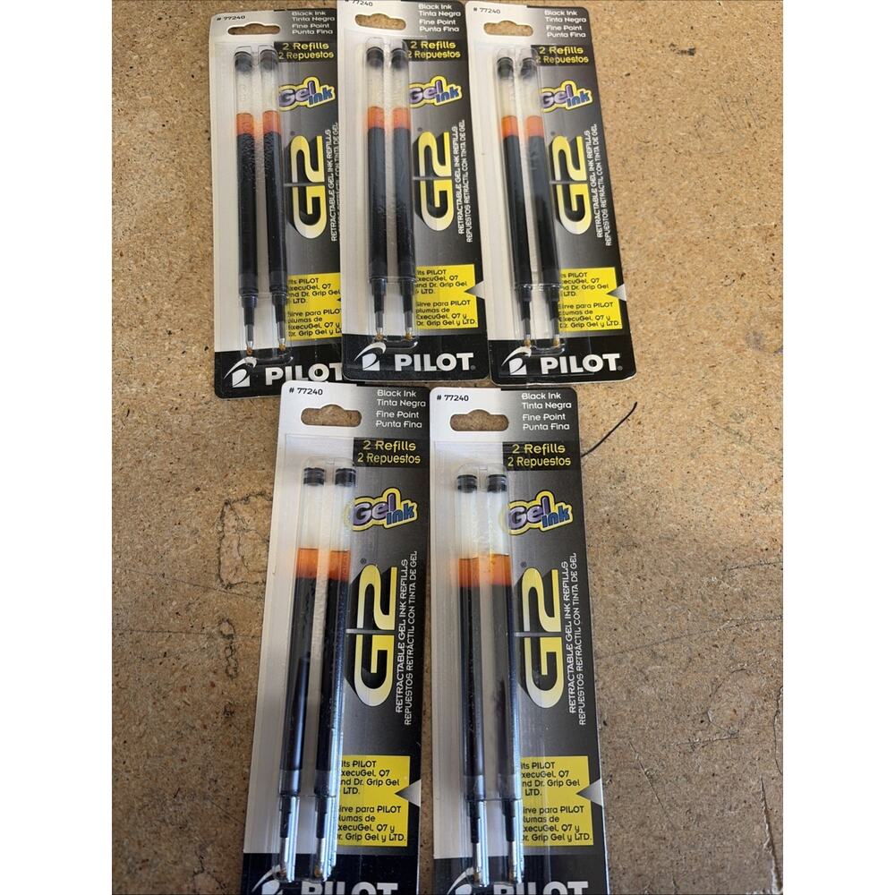 Pilot 77240 G2 Refills, FINE 0.7mm , black Gel Ink, 5 Packs of 2 Refills